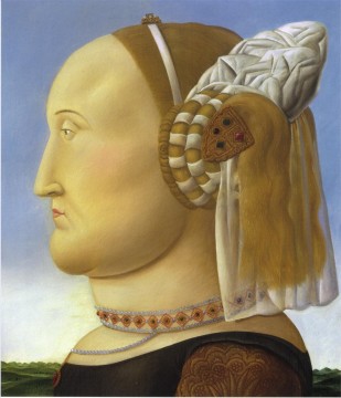 Fernando Botero Painting - Battista Sforza según Piero della Francesca Fernando Botero